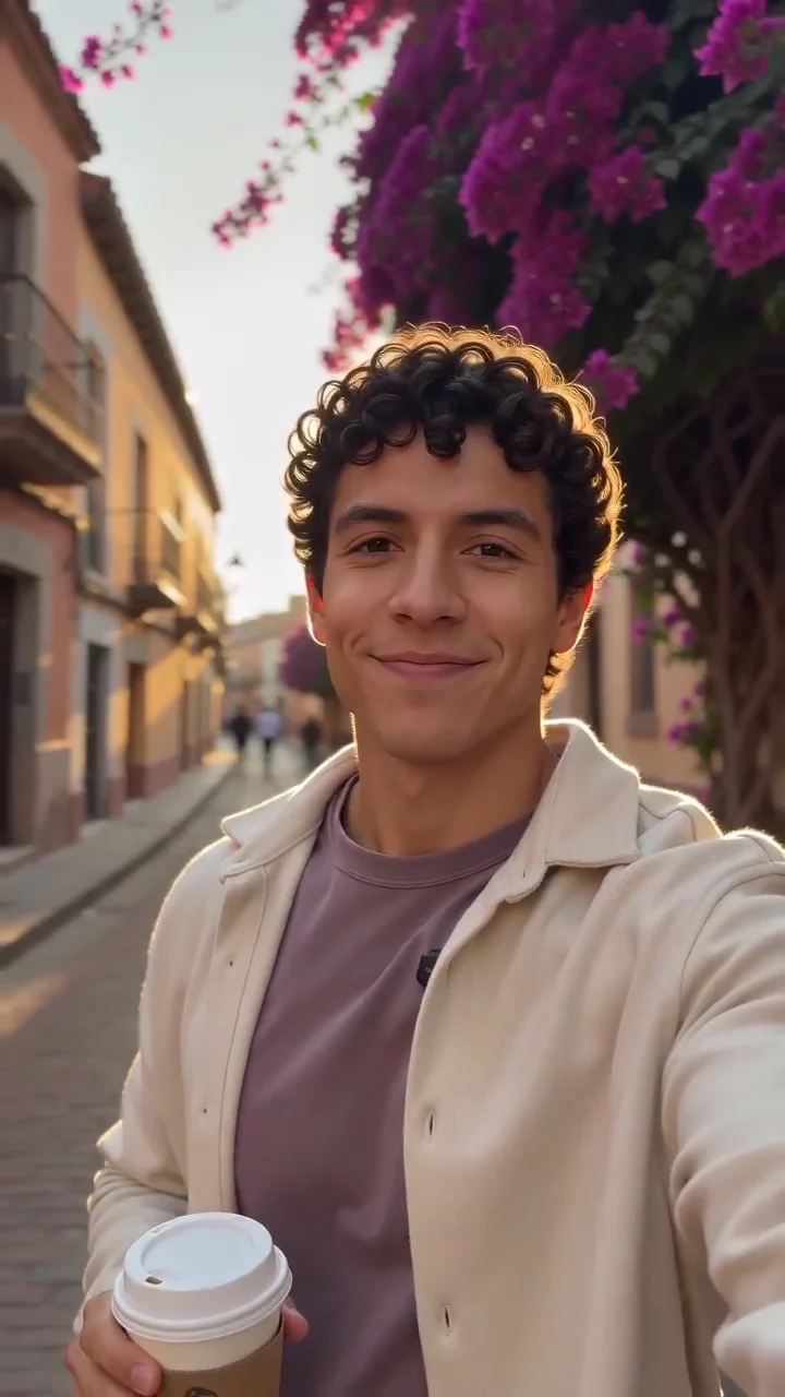 Um criador passeia por uma rua ensolarada e conta, em espanhol, como começa seu dia.