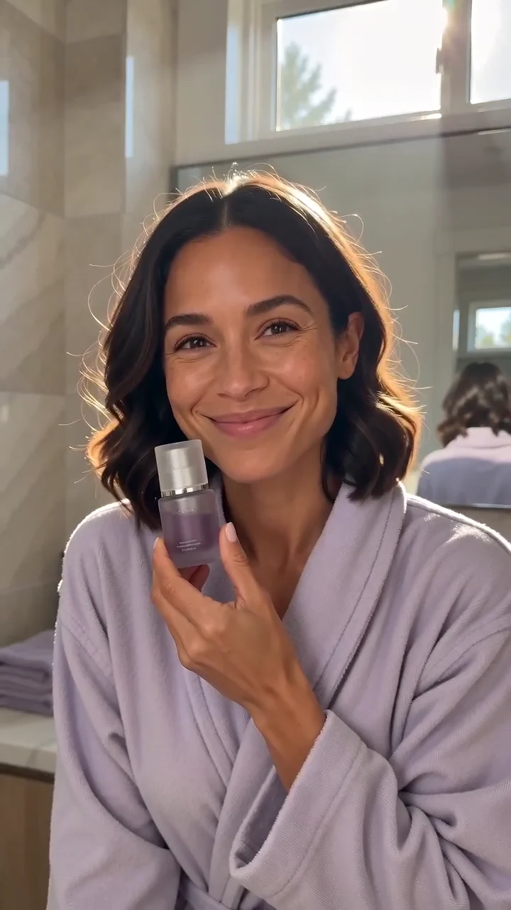 Uma rotina de beleza em luz natural, contada em inglês com a proximidade de um vídeo de criadora.