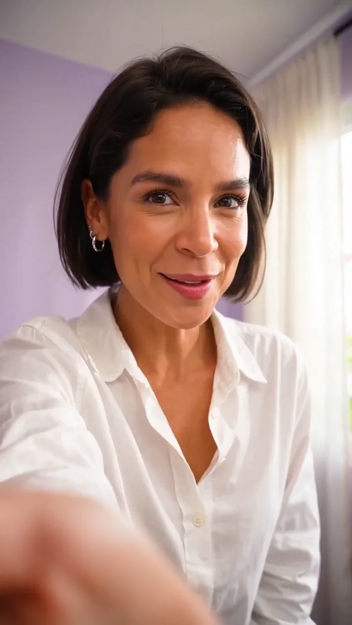 Uma criadora se prepara para sair em cortes ágeis, com espanhol natural e uma entrega cheia de energia.
